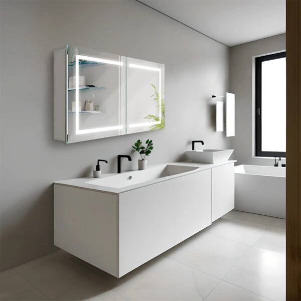 Wall Mounted Medicine Mirror Cabinet With Light - Image 2