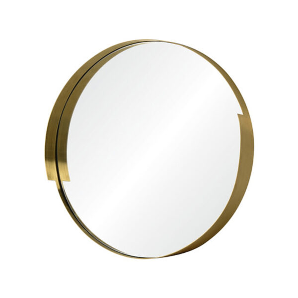 Brushed Brass Frame Round Wall Accent Mirror - Image 2