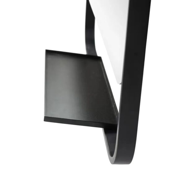 Black Metal Framed Bathroom Mirror With Shelves - Image 4