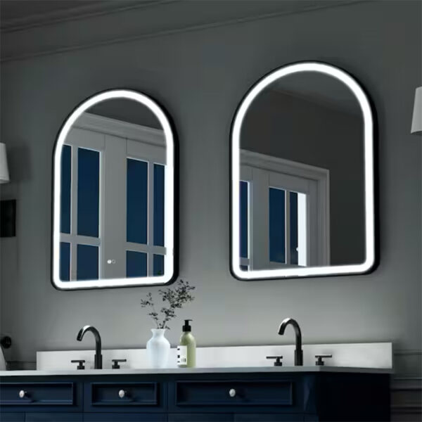 Arch Metal Framed LED Lighted Bathroom Vanity Mirror - Image 2