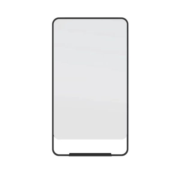 Black Metal Framed Bathroom Mirror With Shelves - Image 2