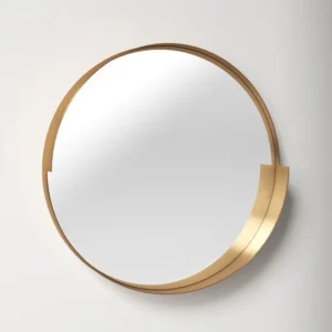 Brushed Brass Frame Round Wall Accent Mirror