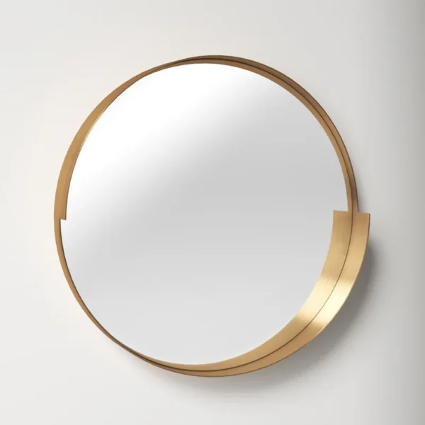 Brushed Brass Frame Round Wall Accent Mirror