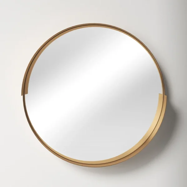 Brushed Brass Frame Round Wall Accent Mirror - Image 4