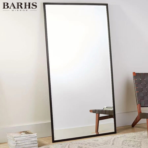 Brushed Brass Framed Rectangle Bathroom Wall Mirror - Image 4