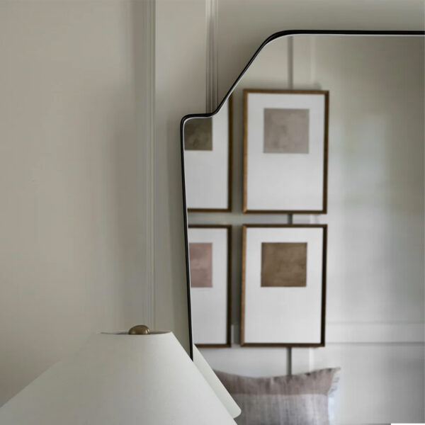 Curved Top Black Metal Framed Wall Mirror - Image 3