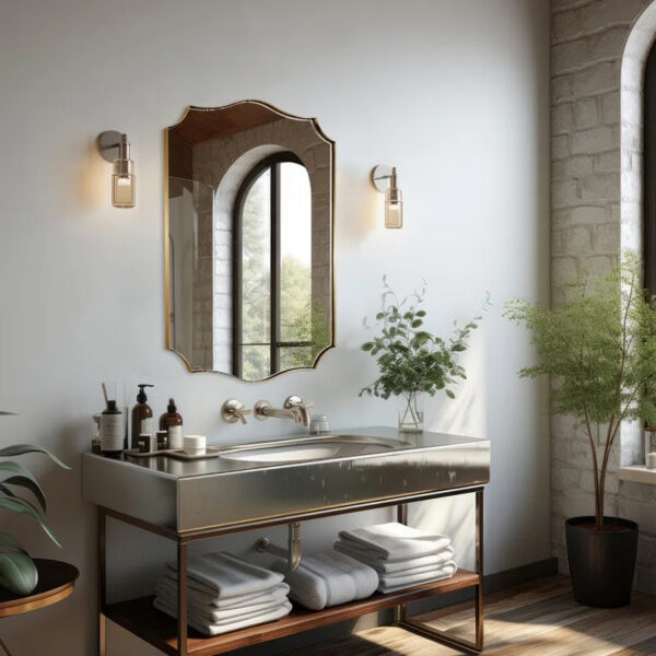 Contemporary Scalloped Rectangle Wall Mirror - Image 2