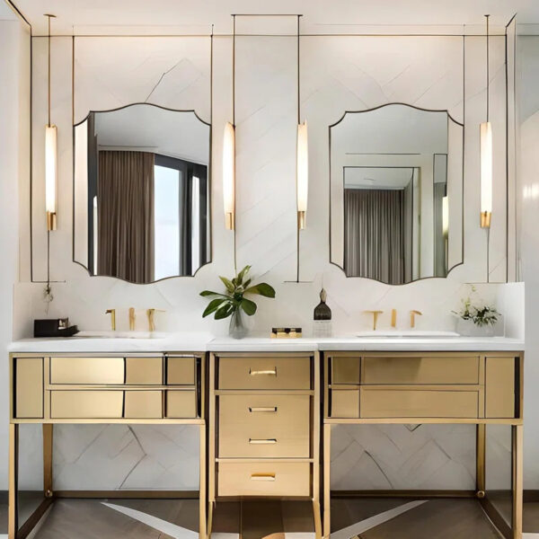 Contemporary Scalloped Rectangle Wall Mirror - Image 3