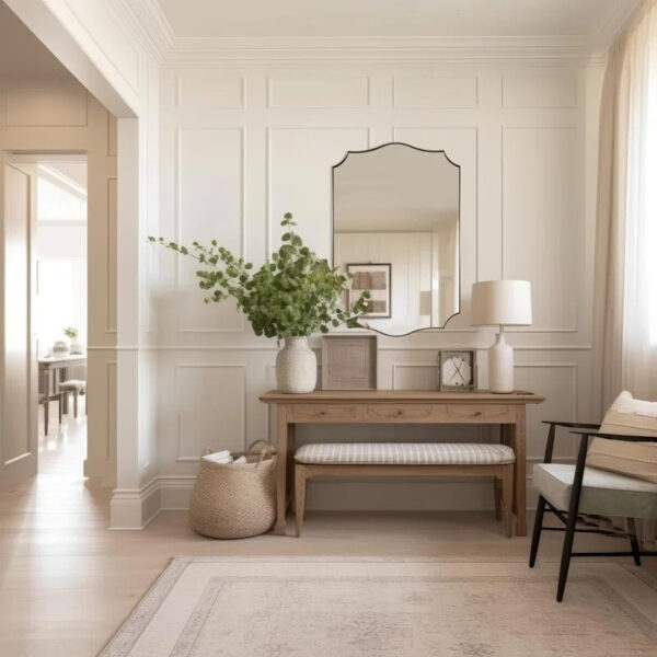 Contemporary Scalloped Rectangle Wall Mirror - Image 4