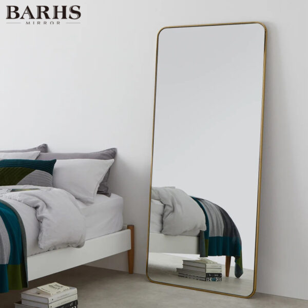 Stainless Steel Framed Radius Corner Bathroom Vanity Mirror - Image 6