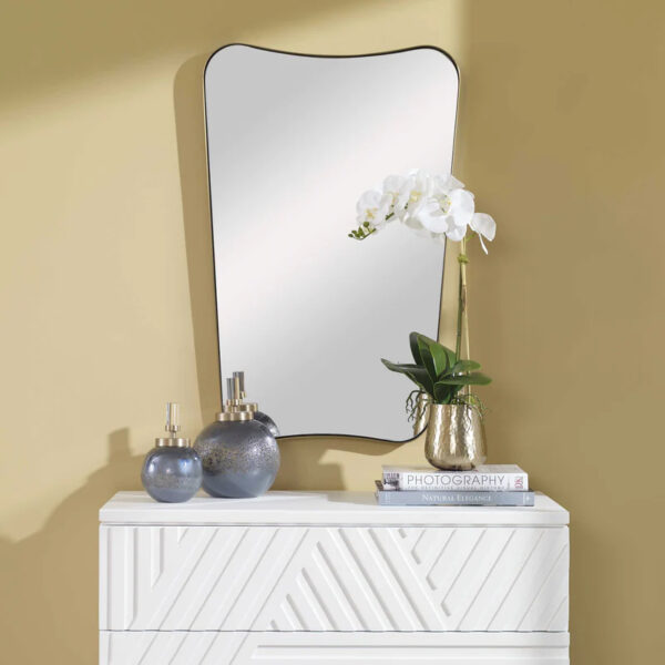 Modern Concave Top Irregular Scalloped Bathroom Wall Mirror - Image 3