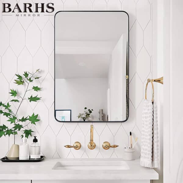 Rectangular Black Metal Frame Mirror - Image 2